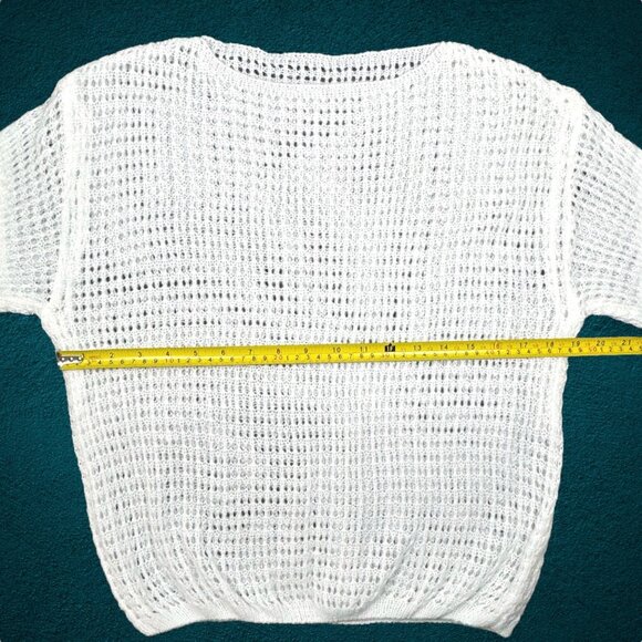 NEW Open Knit Sweater Sz L White Wool Blend Soft Fluffy Boho Minimalist - Picture 7 of 11